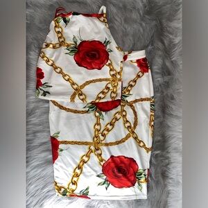 EUC Roses w/ Chains Skirt Set